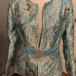 Vintage Giovanni Collection Chic Turquoise and Silver Women's Blazer